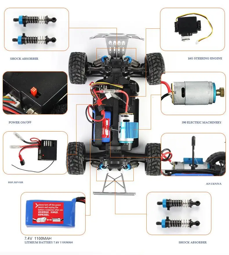 A969 RC Car 4WD 1:18 Scale 2.4G High Speed Radio Controlled Remote Control Racing Cross-country free shipping | Игрушки и хобби