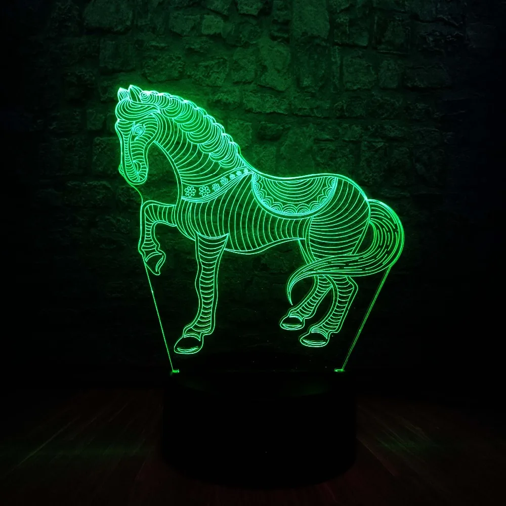 Новинка 3D светодиодный настольная лампа Pentium horse 7 смена Цветов RGB Ночник
