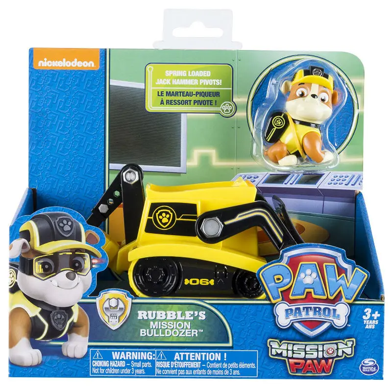 rubble with box paw patrol стиль Mission Paw series chase marshall rocky rubble zuma skye фигурка для детей игрушка в подарок Горячая Распродажа - Цвет: rubble with box