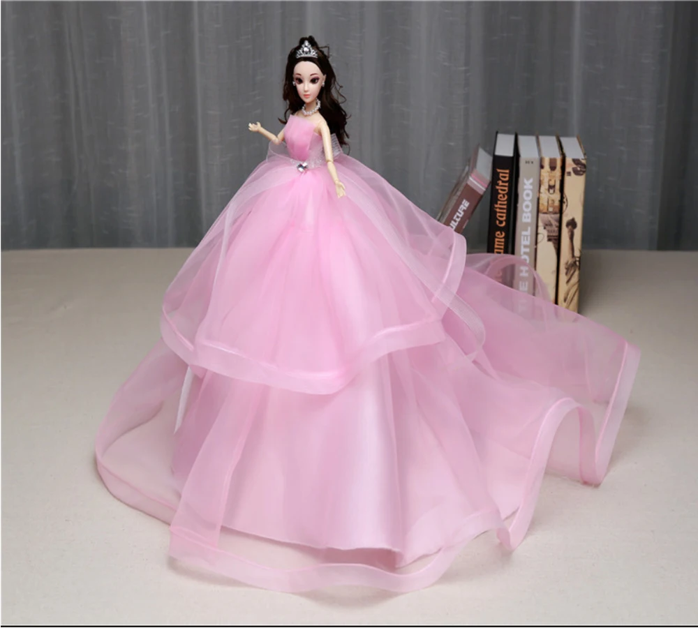 80 см хвост свадебное платье для куклы игрушка 3D Свадьба Бобби Кукла большая юбка
