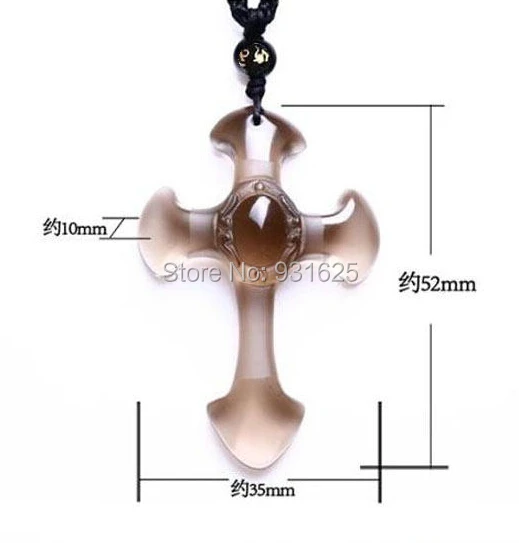 Прямая доставка натуральный черный обсидиан Резные Крест Lucky кулон Бесплатная