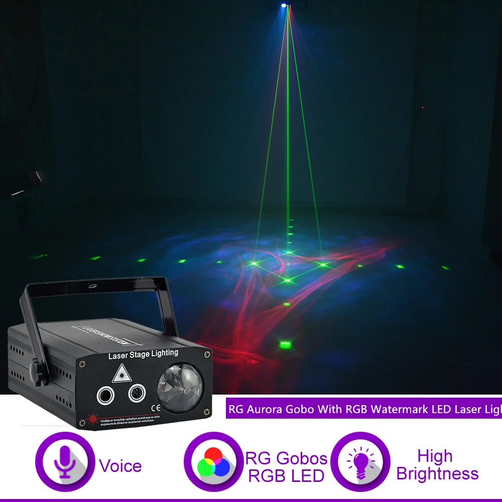 Sharelife Мини RG Gobos Аврора лазер смешанный RGB светодиодные водяные знаки светильник