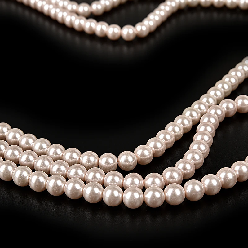 Wholesale Three rows Orange multi-layer Imitation Pearls 8.2mm beautiful and elegant necklace findings 28-32inch GEM H159 | Украшения и