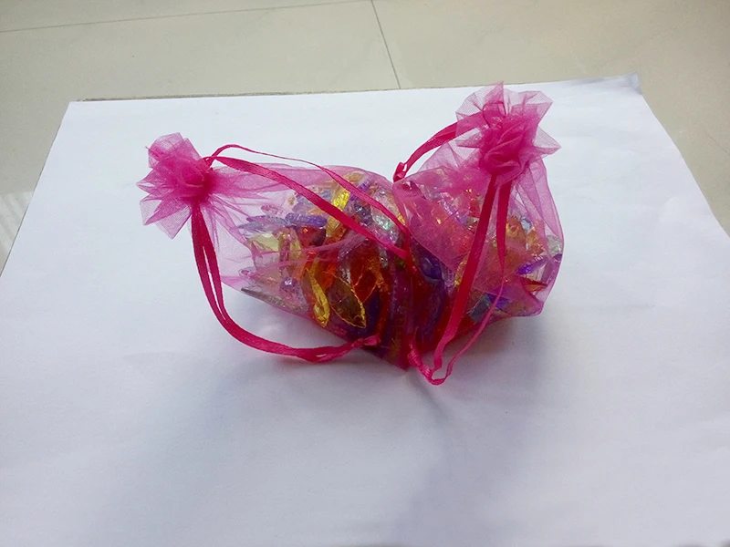 

300pcs 9*12 Rose red small gift bags for jewelry/wedding/christmas/birthday Organza Bags with handles Packaging Yarn bag