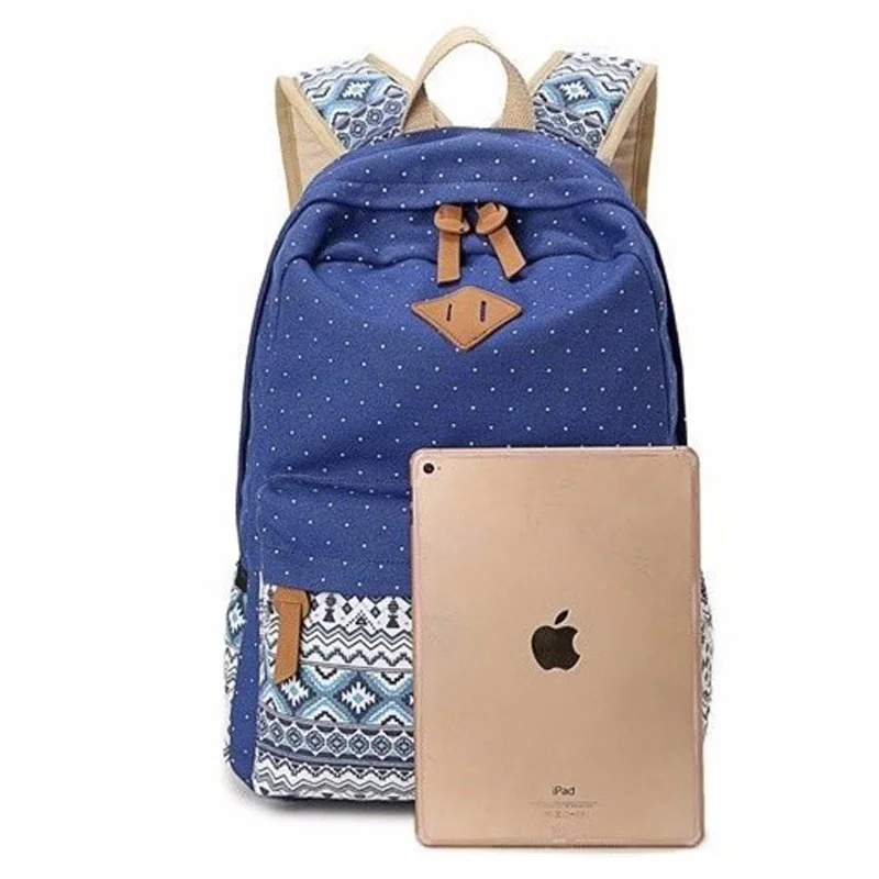 2018 Винтажный школьный рюкзак с печатанием для женщин Комплект 3 шт