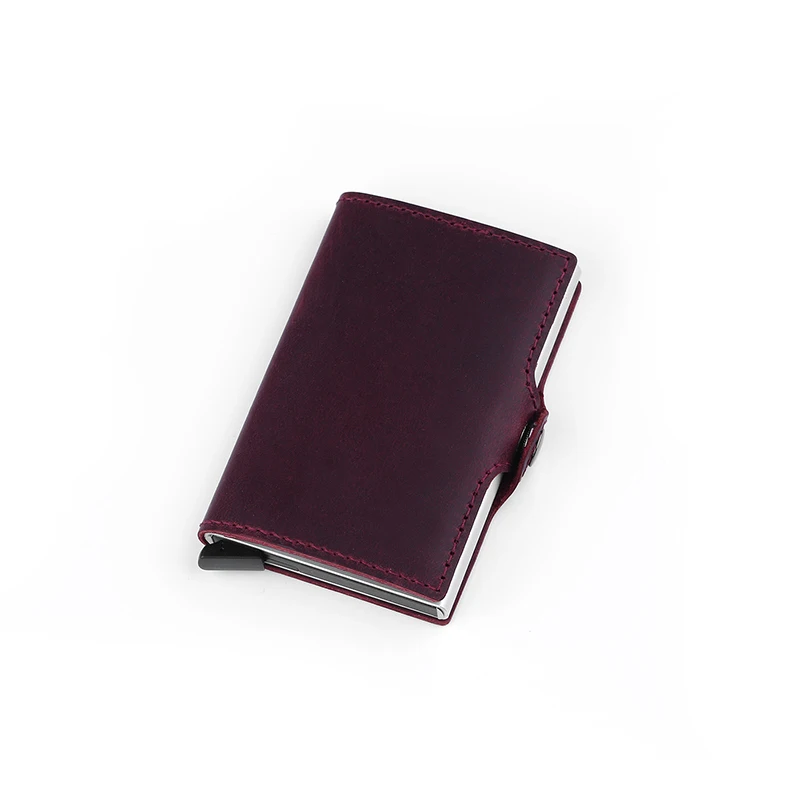 Purple Анти Rfid Бизнес банк держатель для карт, тонкий id держатель кредитной карты Алюминиевый всплывающий кошелек Кредитная карта кошелек Защита Минималистский - Цвет: Purple