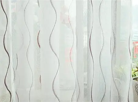 Современные тюлевые шторы в полоску для окон прозрачные Занавески ткань кухонки