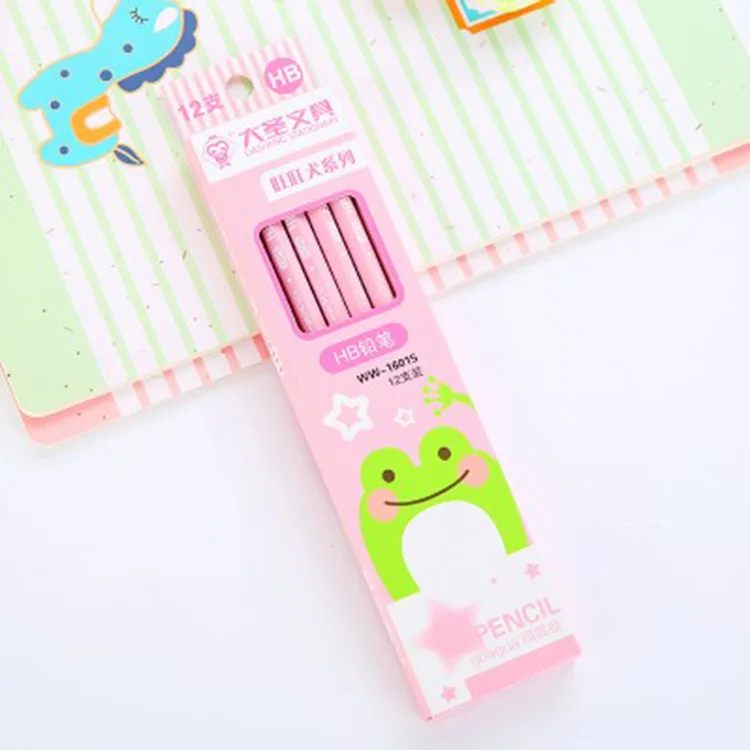 Пишущий карандаш с рисунком из мультфильма, 12 шт./кор., серия животных, карандаш для студентов, хороший карандаш для письма, бессвинцовый яд, чистый цвет, школьные принадлежности - Цвет: Розовый