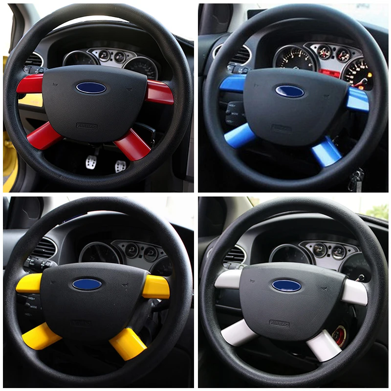 4 шт. декоративные наклейки на руль из нержавеющей стали для Ford Focus 2 MK2 2005 2011