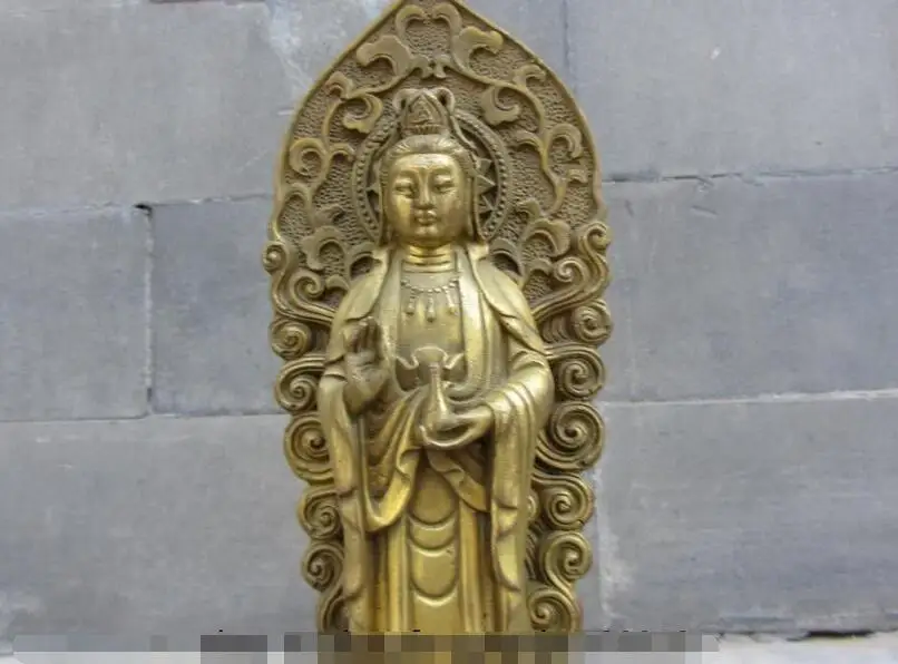 China Buddhism Brass Copper Guan Yin Kwan-yin Boddhisattva Goddess Buddha Statue | Дом и сад