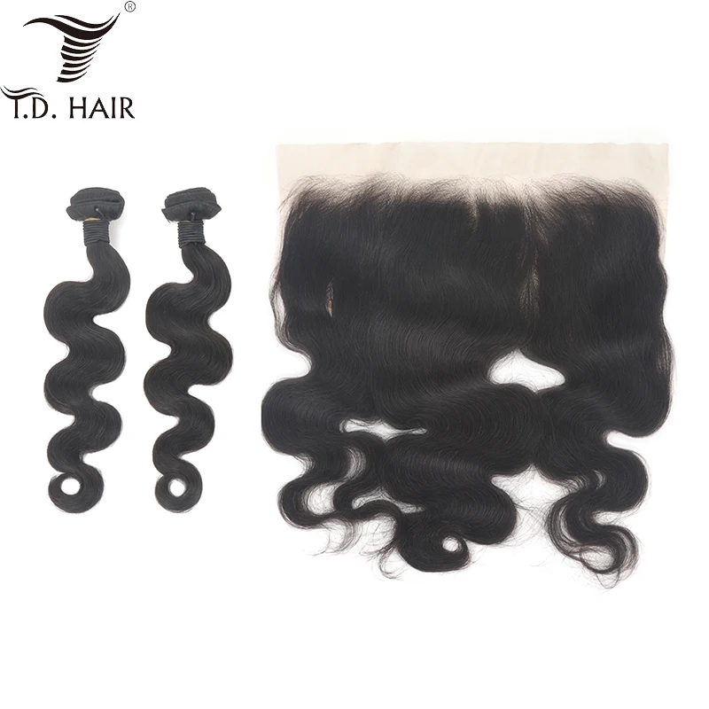 Перуанские 2 пучка Remy объемные волнистые волосы с 13*6 фронтальным кружевом