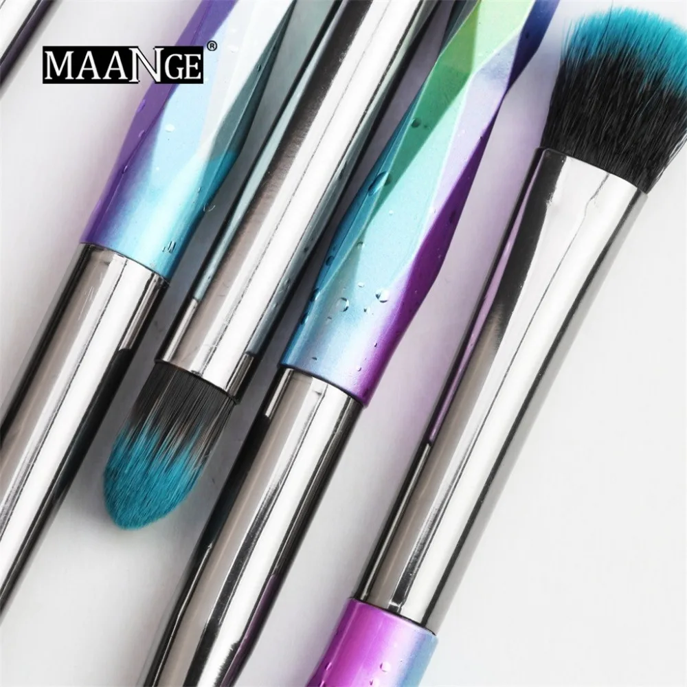 New Arrival 6pcs Rainbow Multicolor Cosmetic Acrylic Diamond Powder Glitter Handle Makeup Brush set Crystal Brushes G321 | Красота и