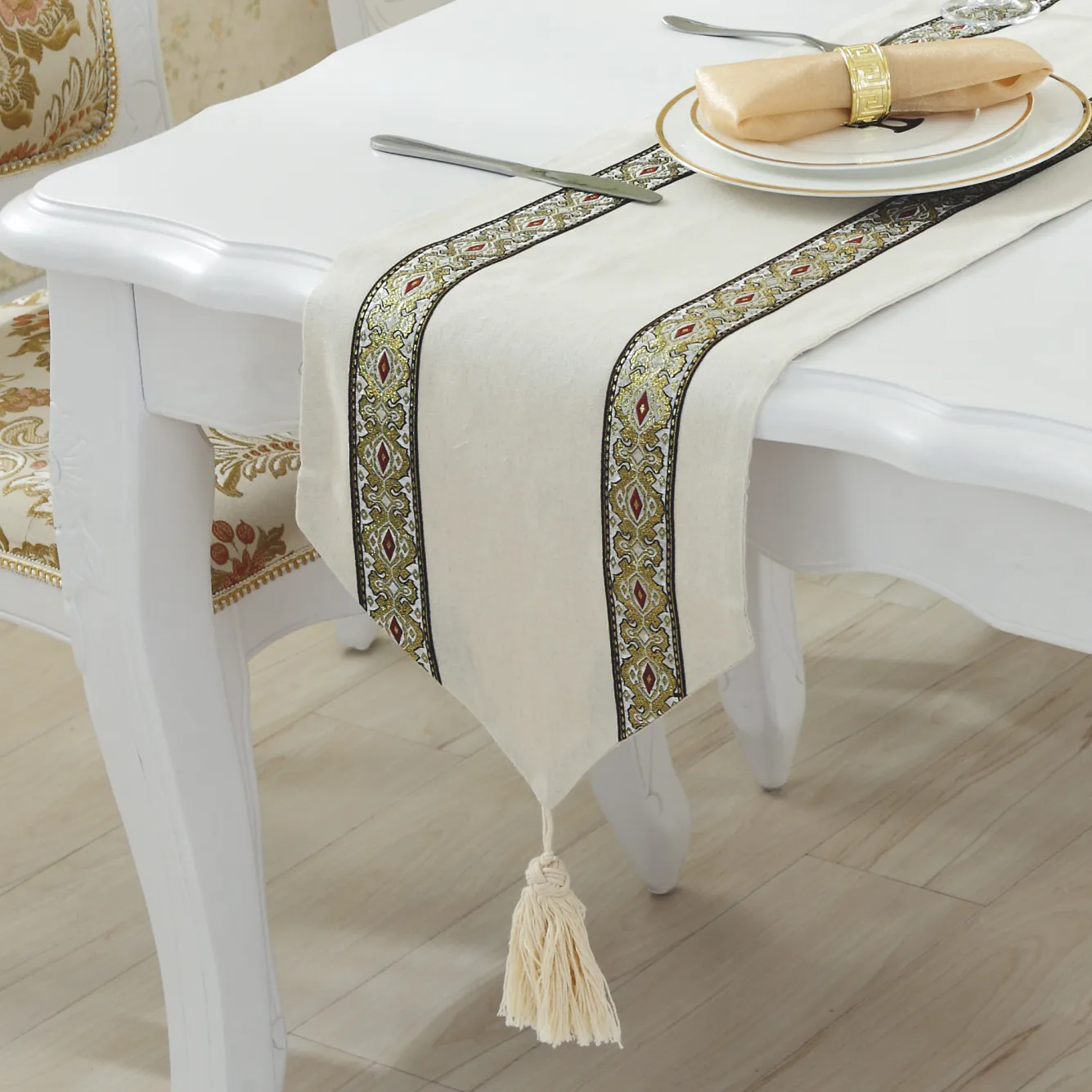 Современная простая европейская роскошная льняная скатерть с вышивкой
