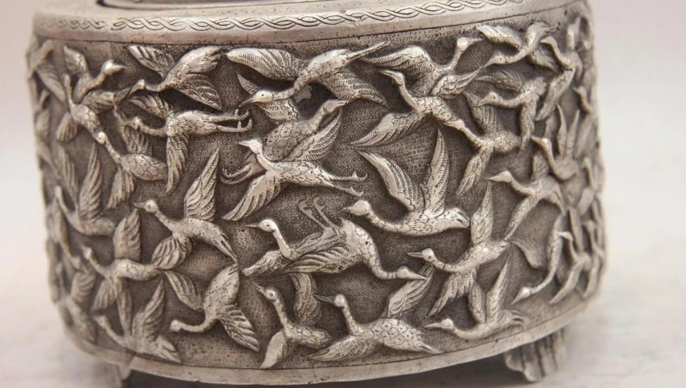China White Copper Silver Hundred cranes Tortoise Turtle Incense Burner Censer | Дом и сад