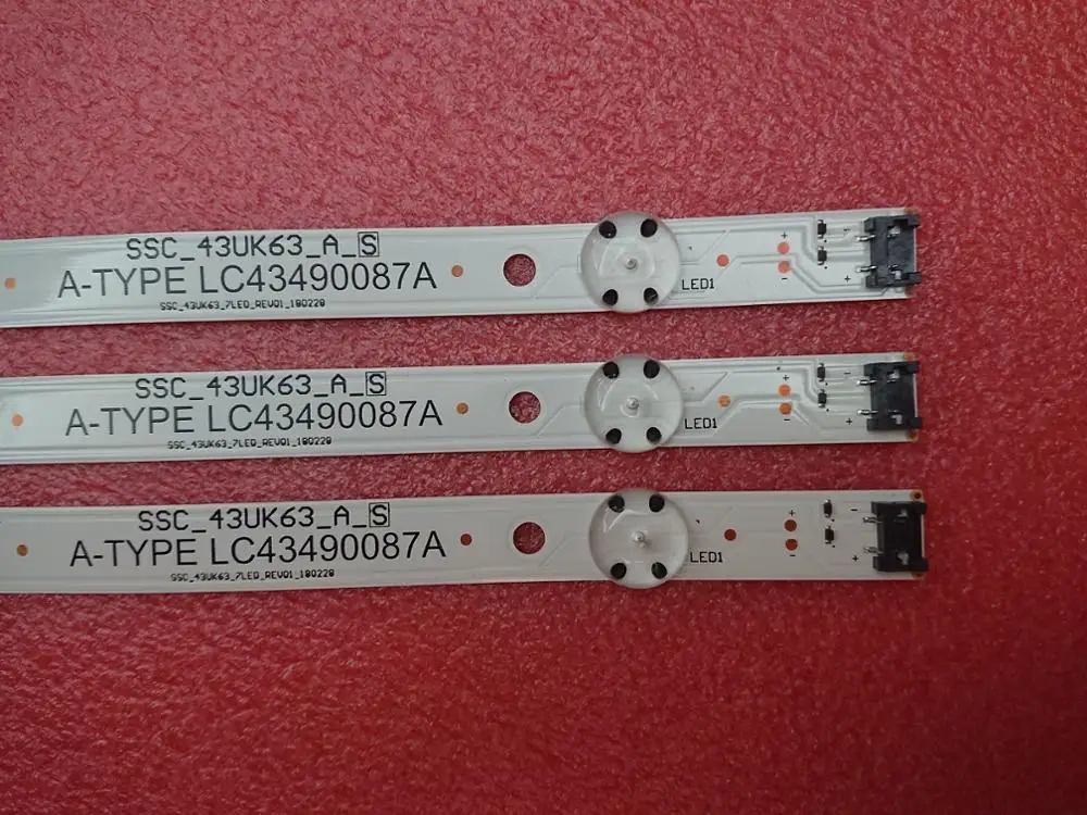 Новинка 10 шт./набор = 30 шт. 7 светодиодный 830 мм подсветка полосы для LG 43UJ651V 43UJ701V