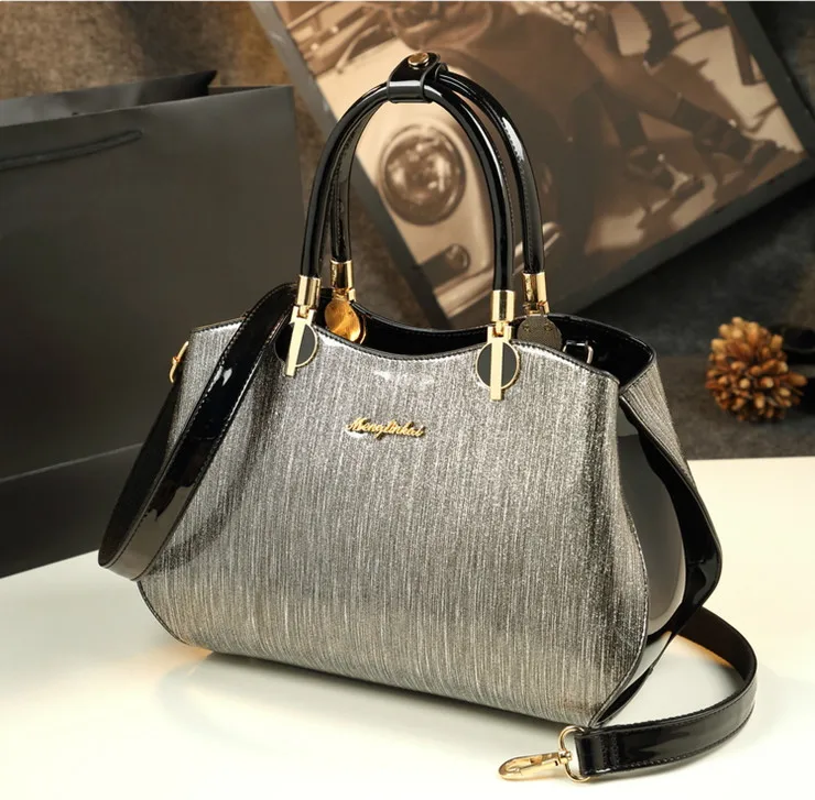 Silver Новинка, роскошный дизайн, высокое качество, лакированная кожа, женский клатч, большая сумка, на плечо, сумка-мессенджер, женские сумки, известные бренды - Цвет: Silver