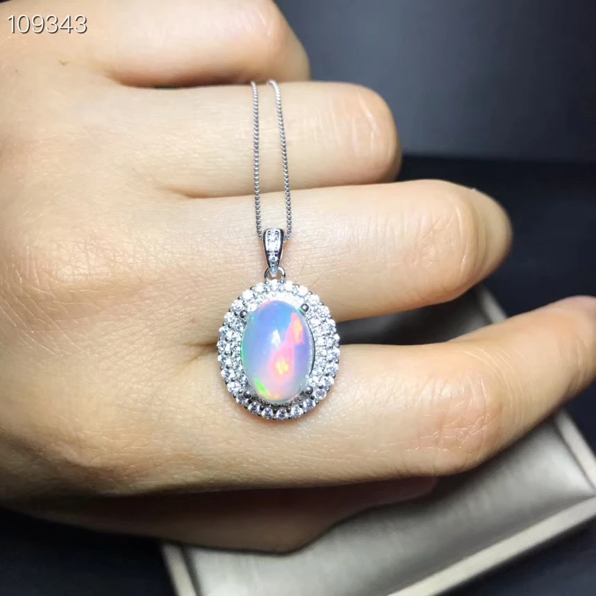 sale colorful opal gem pendant of necklace women silver fine jewelry good fireworks natural girl birthday gift party present | Украшения и