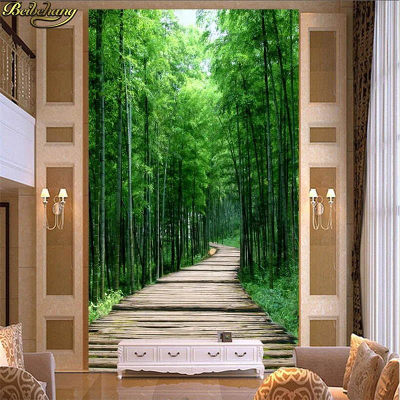 Пользовательские фотообои beibehang свежий бамбуковый лес тропинка 3D фон для входа