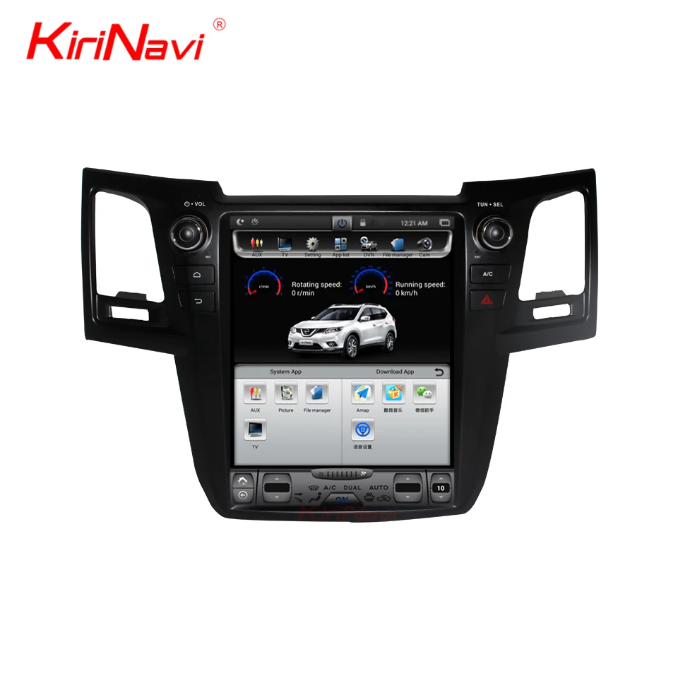 KiriNavi вертикальный экран Tesla стиль 12,1 ''Android 8,1 Автомобильный DVD Радио для Toyota Fortuner Revo аудио gps навигация 2012- 4G