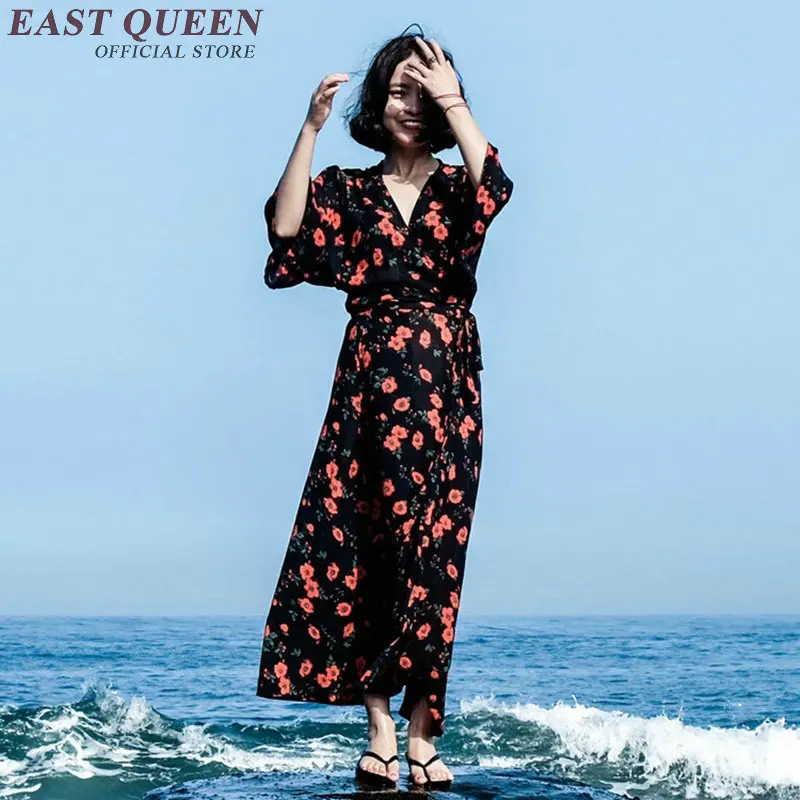 Женские кимоно с цветочным принтом летнее пляжное японское платье для женщин