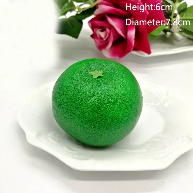 Green orange Пластиковый пенный реалистичный имитация, модный реквизит для свадебной вечеринки, 1 шт., Хит, искусственный ребенок, образование, поддельные фрукты, овощи - Цвет: Green orange