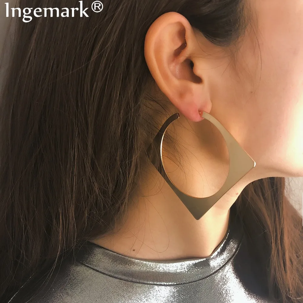 Модные крупные серьги Ingemark 2019 дюйма квадратные серьги-гвоздики Крупные круглые