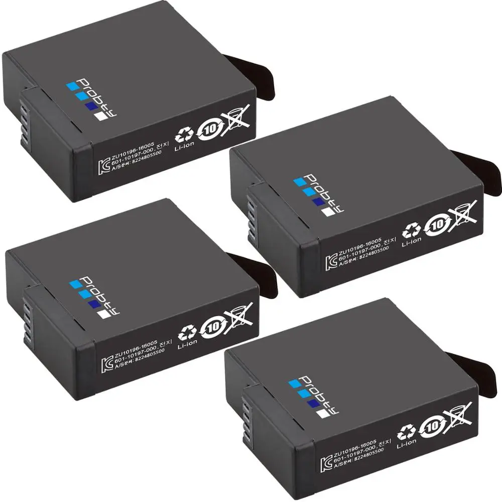 4 pcs Battery probty для GoPro hero 7 hero 6 hero 5 черный аккумулятор или тройное зарядное устройство для Go Pro hero 7 6 hero 5 черный Аккумулятор для камеры - Цвет: 4 pcs Battery