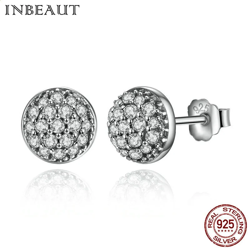 INBEAUT трендовые настоящие 925 пробы серебряные серьги принцессы Блестящий циркониевый камень cz серьги гвоздики для женщин Свадебные ювелирные изделия - Окраска металла: P488