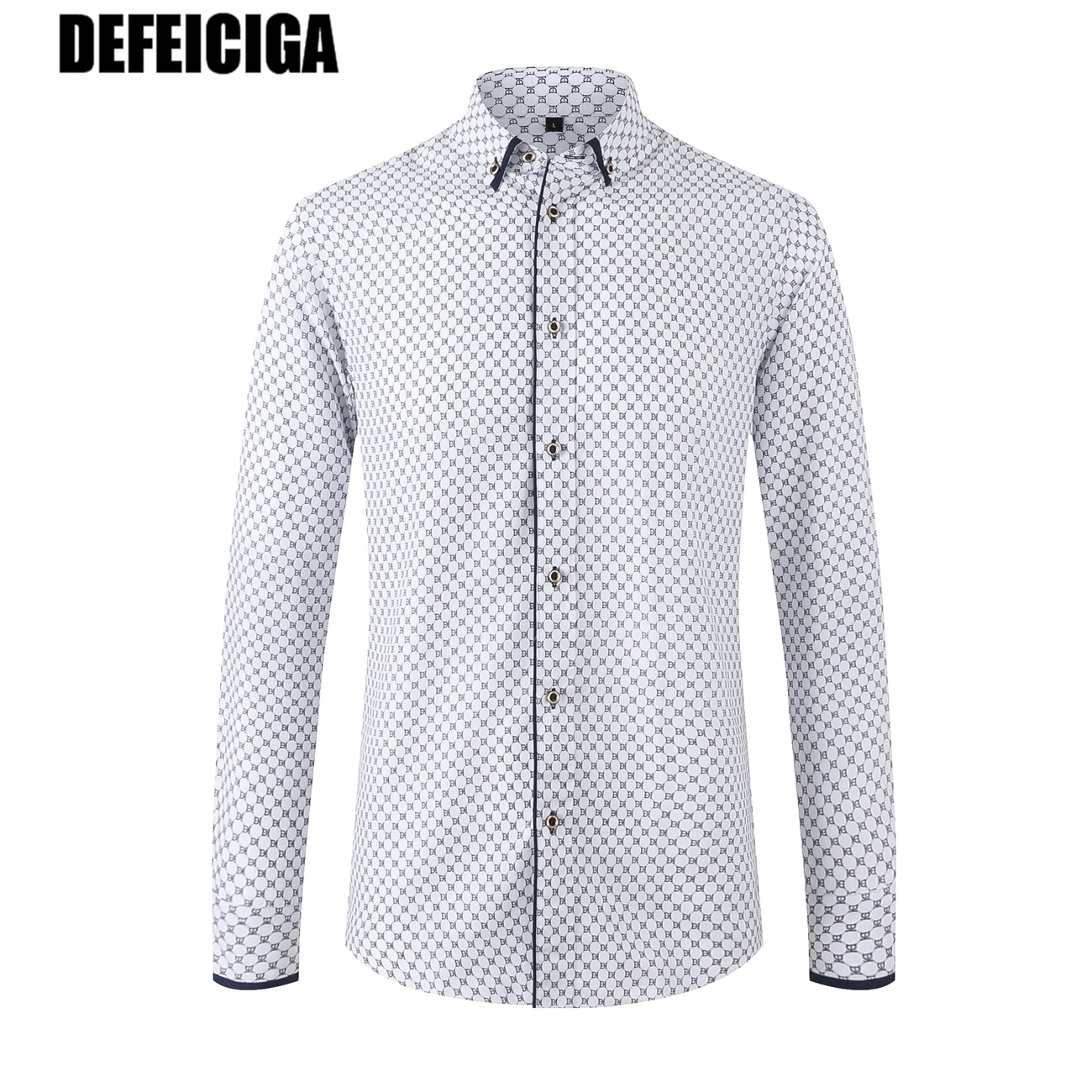 2019 DEFEICIGA Повседневная официальная Мужская рубашка с длинным рукавом Весенняя