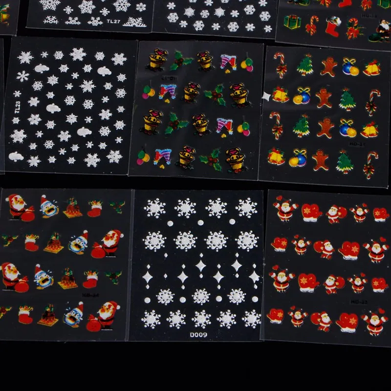 

New 12Pcs White Snowflakes Design Cute 3D Nail Art Stickers Tips Water Transfer