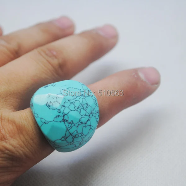 1 шт. кольцо с граненым камнем красивые синие бирюзовые бусины роскошное свадьба