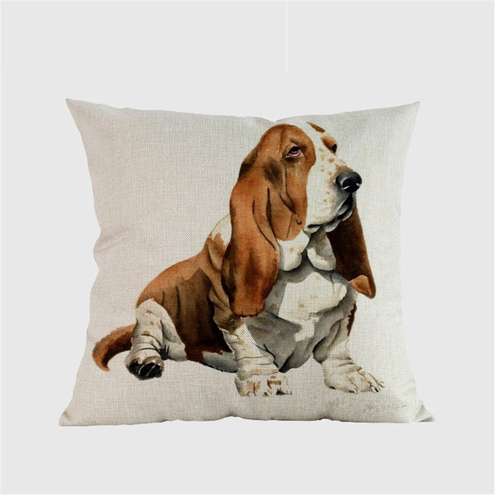 001 Льняные Чехлы для подушек Basset Hound dog, декоративные подушки, подушки, домашний диван cojines coussin, отель, кафе, офис, автомобиль, almofada - Цвет: 001