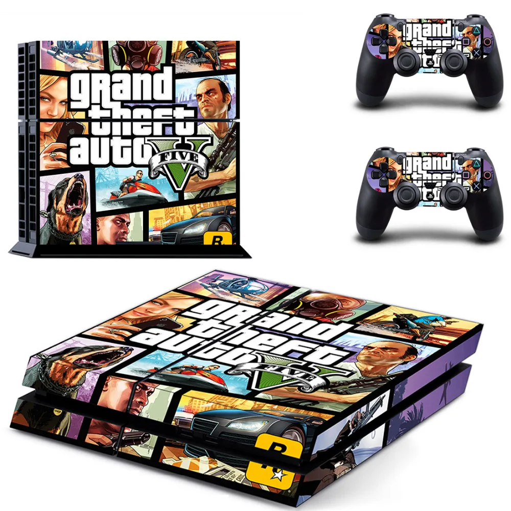 Grand Theft Auto V GTA 5 PS4 Наклейка для консоли Sony PlayStation 4 и 2 контроллера наклейка