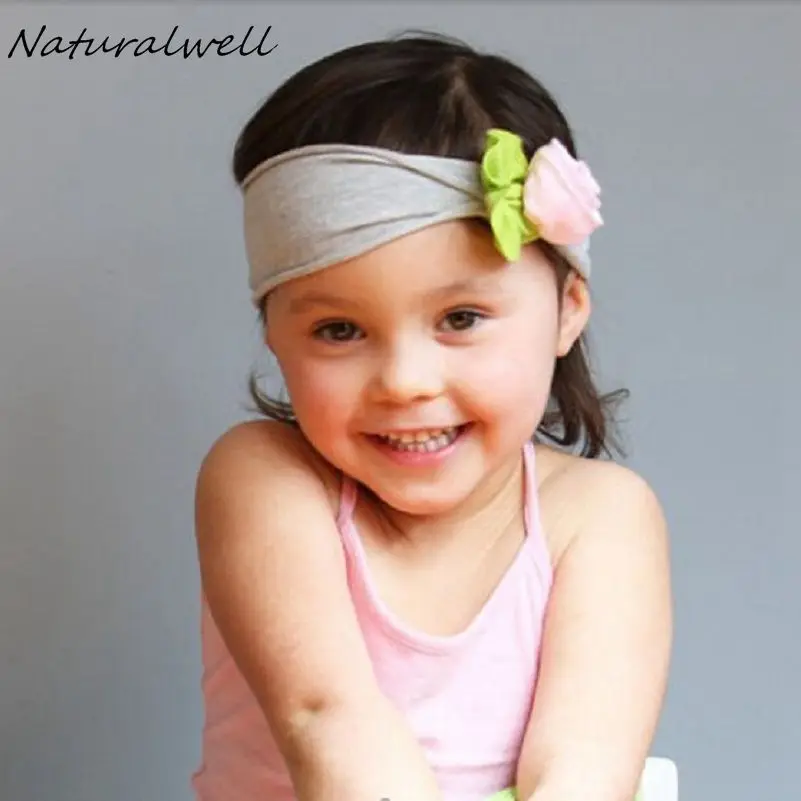 Naturalwell Baby Girl Cotton Flower Headwear Infant Floral Hairbands Hair Accessories Newborns Headbands 1pc HB254 | Детская одежда и
