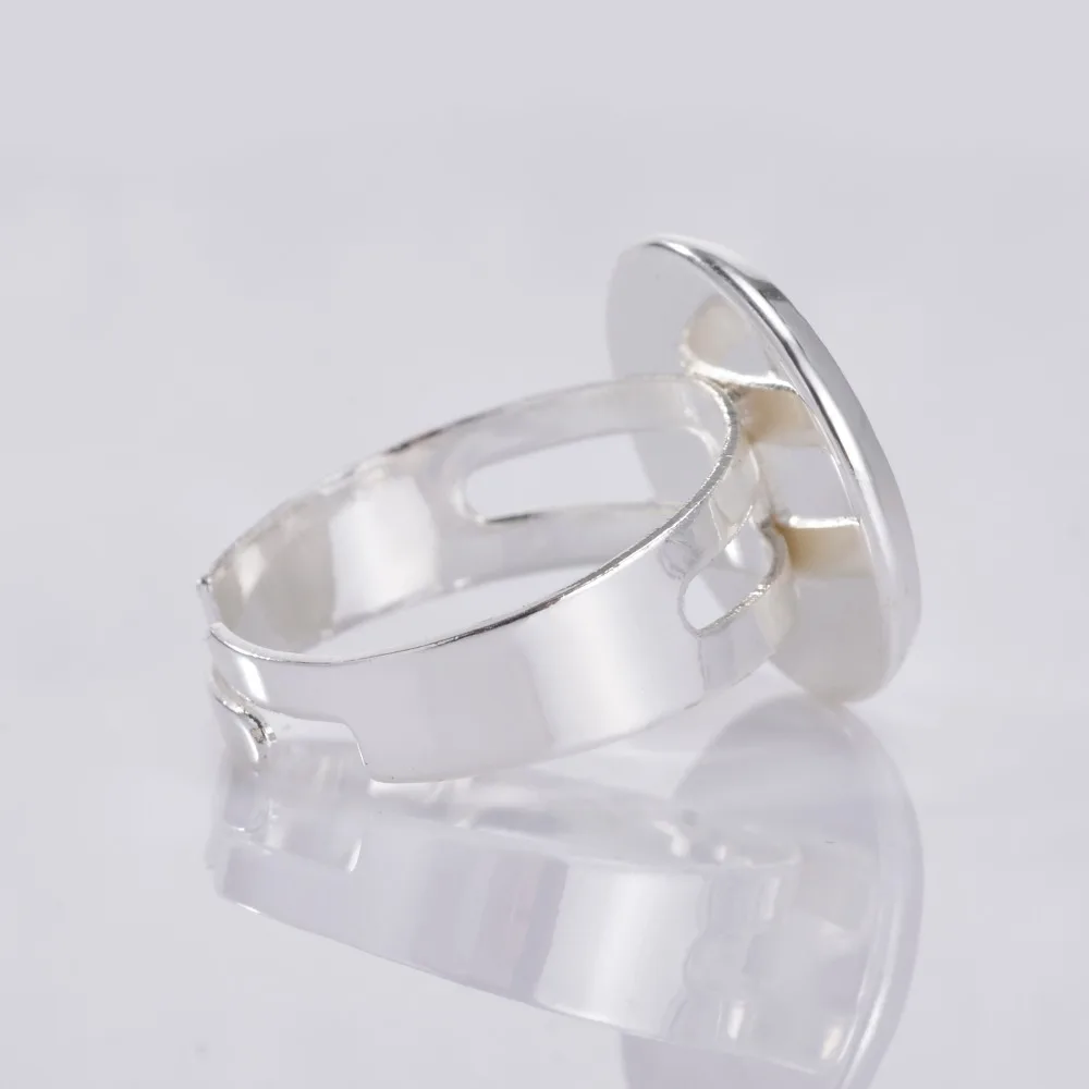 

16MM Round Pad Silver plated adjustable ring blanks Base Cabochon Tray Setting for Cameo Women DIY 50pcs/lot