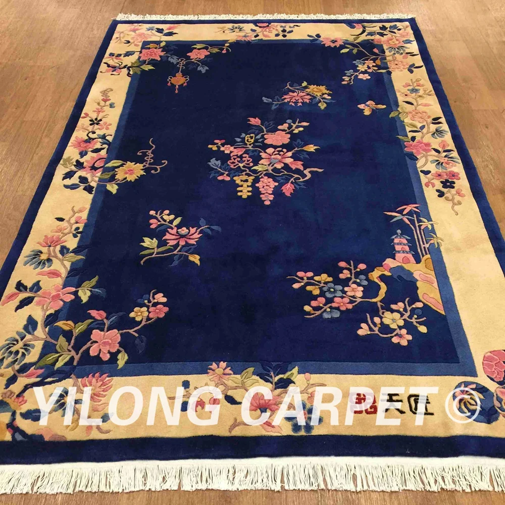 YILONG 5 &quotx 8&quot ручной работы художественное украшение синий ковер Традиционный