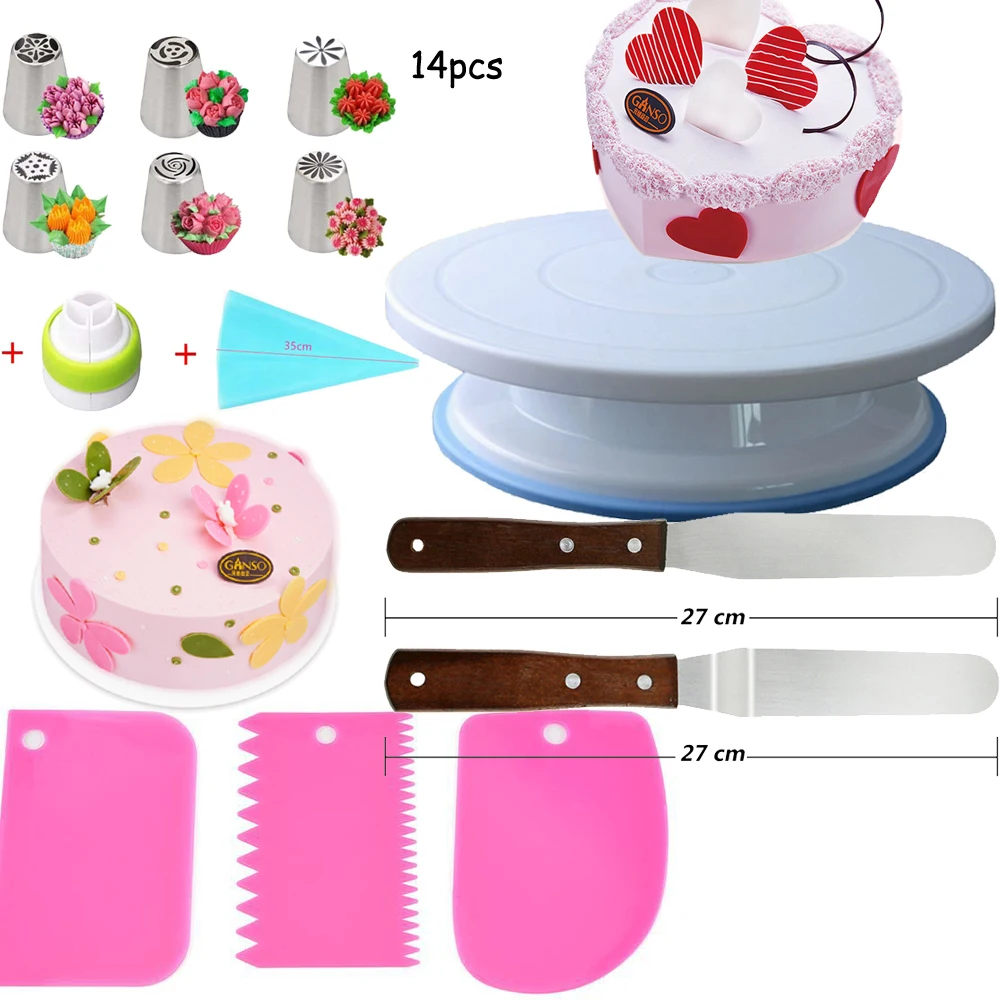 14 шт./компл. пластиковый поворотный стол для торта вращающийся нож теста 10 дюймов