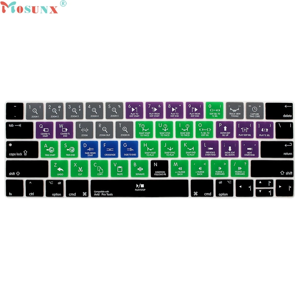 Чехол Mosunx Logic Pro X для клавиатуры с горячими клавишами Для iMac Macbook Air 13 15 0323|keyboard cover