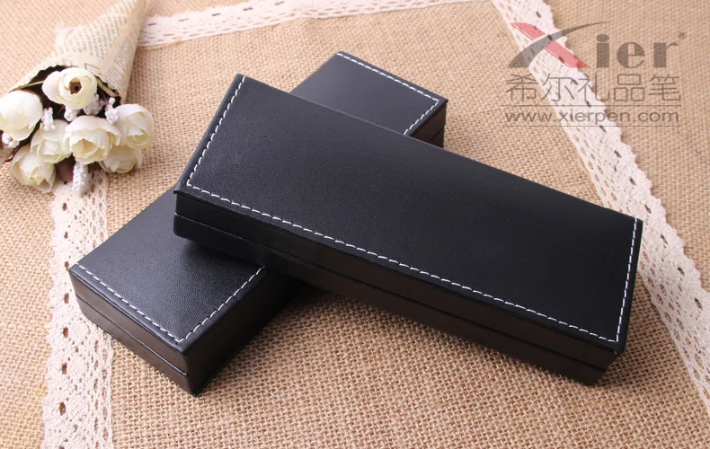 DHL 100pcs/lot office gift pen box office stationery pencil box PU leather pen case business gifts wholesale gift metal pen box