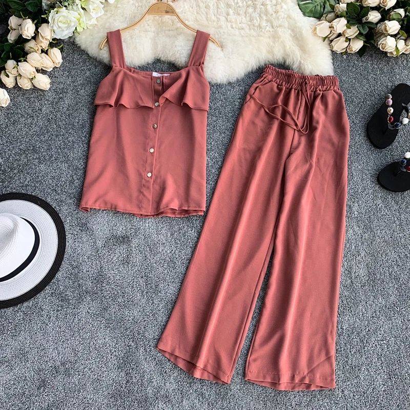 2019 Новый Модный женский комплект из двух предметов гофрированный Свободный