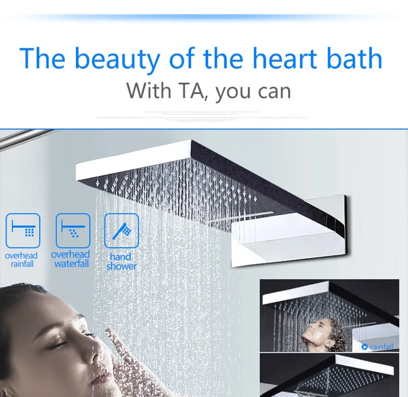 hm Цифровая насадка для душа 2" Touch Waterfall Shower Controller Набор для душа Массаж от дождя и ванны