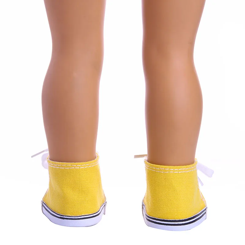 18inch Dolls yellow Canvas Lace Up Sneakers Shoes for Doll Accessory m177 | Игрушки и хобби