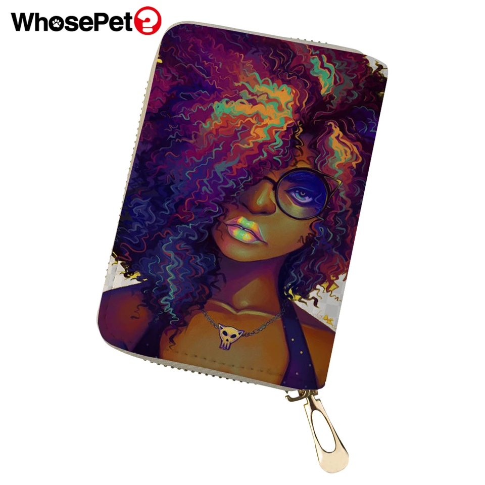 WHOSEPET Travel Wallet Case Coin Purse African Girls Prints Women PU Leather ID Card Cover Mini Business Holder for Ladies | Багаж и сумки