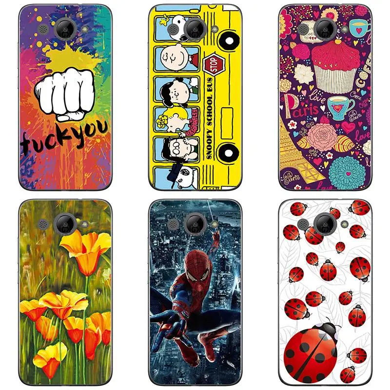 Soft Silicon phone case cover For Huawei Y3 2017 shell Colorful printing design Painted TPU Flower |