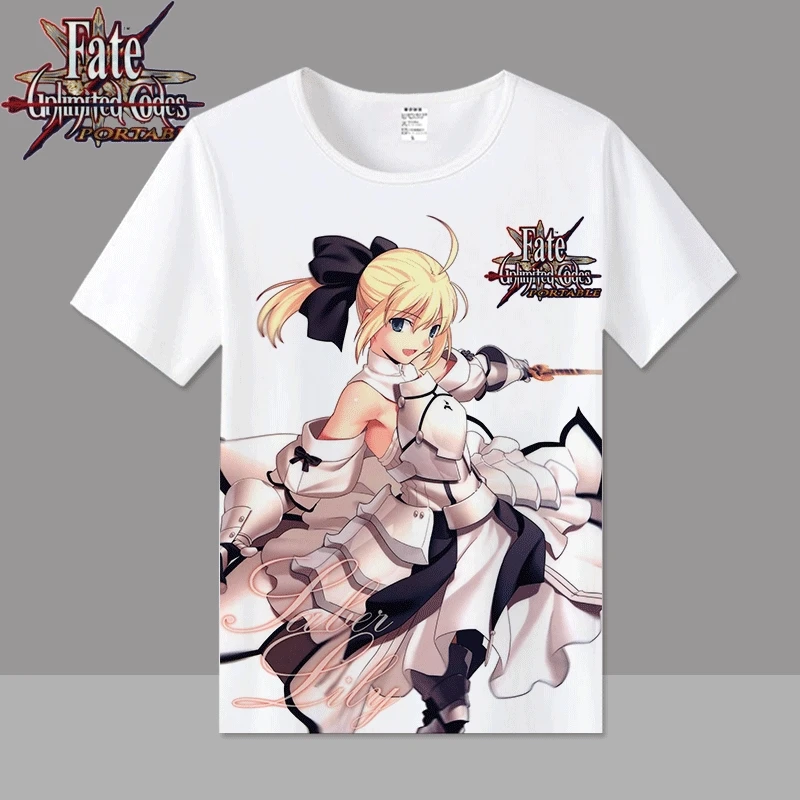 Новые хлопковые футболки для косплея Fate/stay night Saber Arturia женщин Студенческая