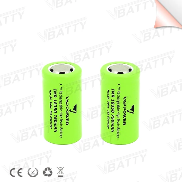 Бесплатная доставка Для Vappower IMR 18350 Аккумулятор 750mah 15A 3 7 V литий ионный