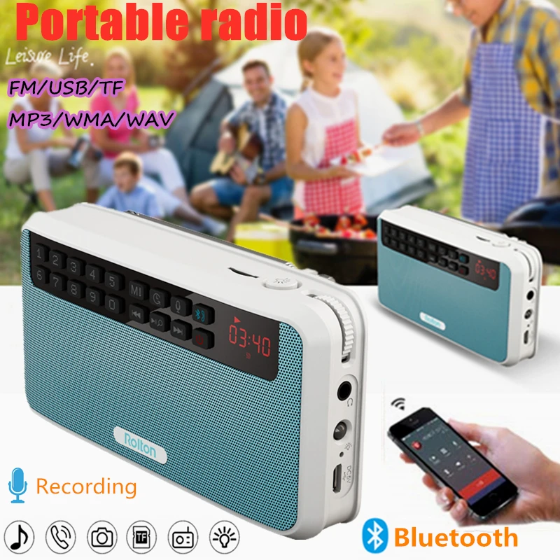 Rolton E500 цифровой fm радио Bluetooth динамик Портативный беспроводной диктофон AM NOAA