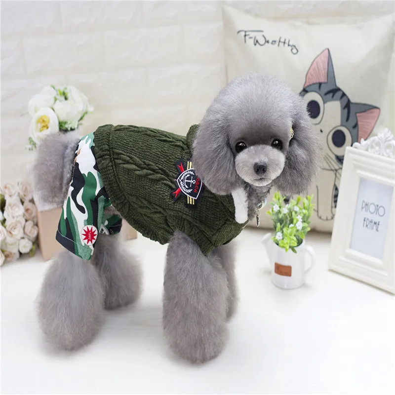 

A129 Dog Jumpsuits winter woolen Rompers pet autumn fall warm clothes clothes 2017 new style