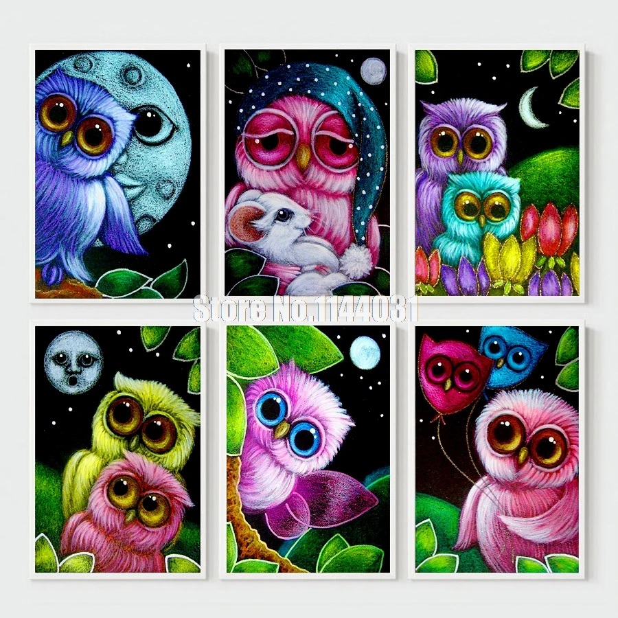 

5D DIY Diamond Painting Cartoon Owl Animal Embroidery Full Mosaic Rhinestone Cross Stitch Ribbon Needlework Wall Paper