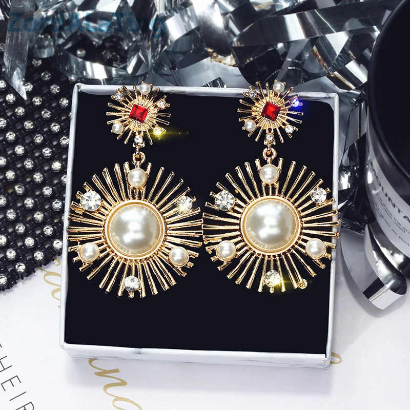 2019 Новая мода S925 Серебряная игла vogue преувеличены pendientes жемчужный металлик